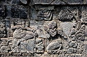 Candi Panataran - Main Temple. Krishnayana reliefs. Perthukirti's messenger meeting with Krishna.